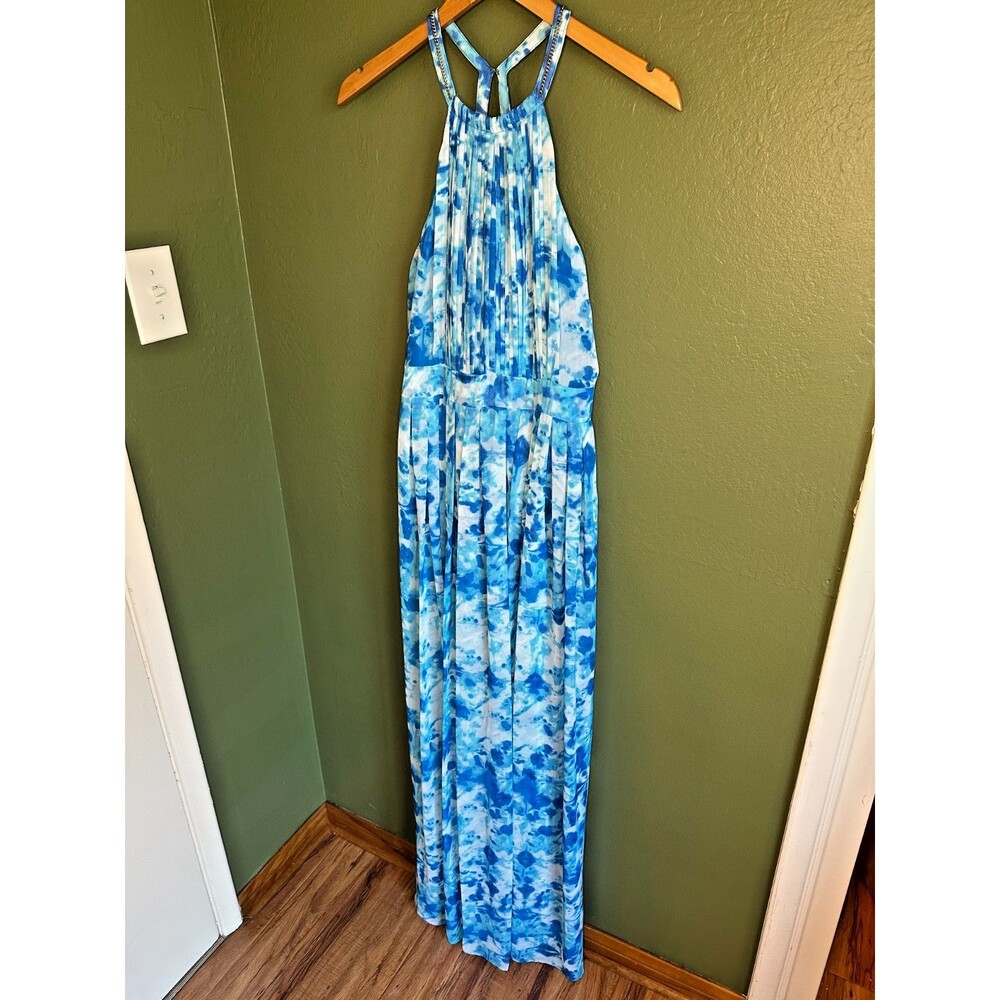 Calvin Klein blue and white tie dye maxi dress size 4 semi formal wedding guest